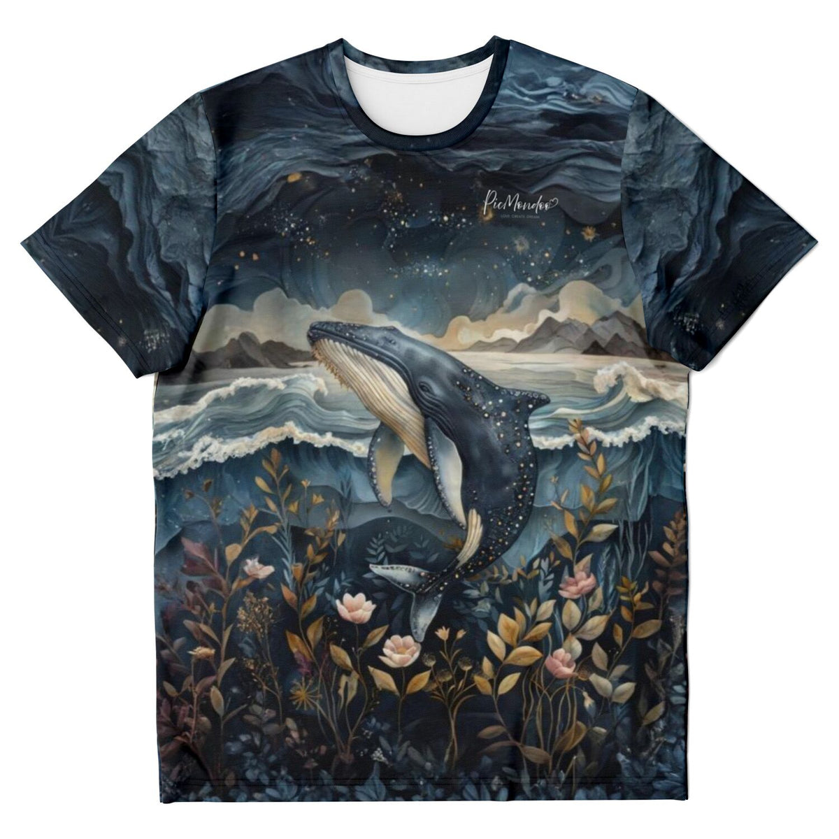Dreamer T-Shirt Meeresträume: Blaues T-Shirt mit künstlerischem Wal-Motiv, inspirierend für Diamond Painting Fans.