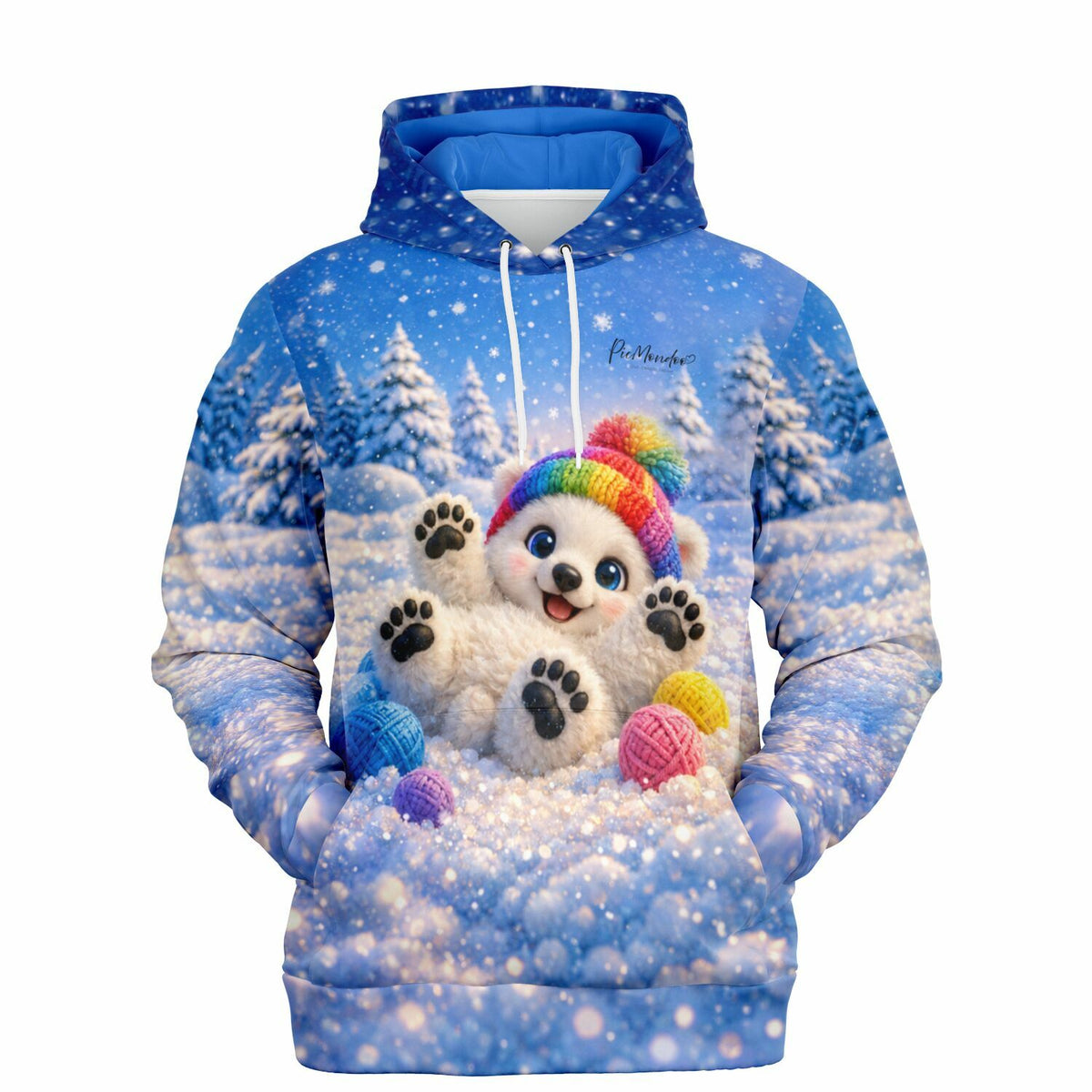 Dreamer Hoodie mit niedlichem Eisbär im Schnee, passend zu winterlichen Diamond Painting und Malen nach Zahlen Motiven