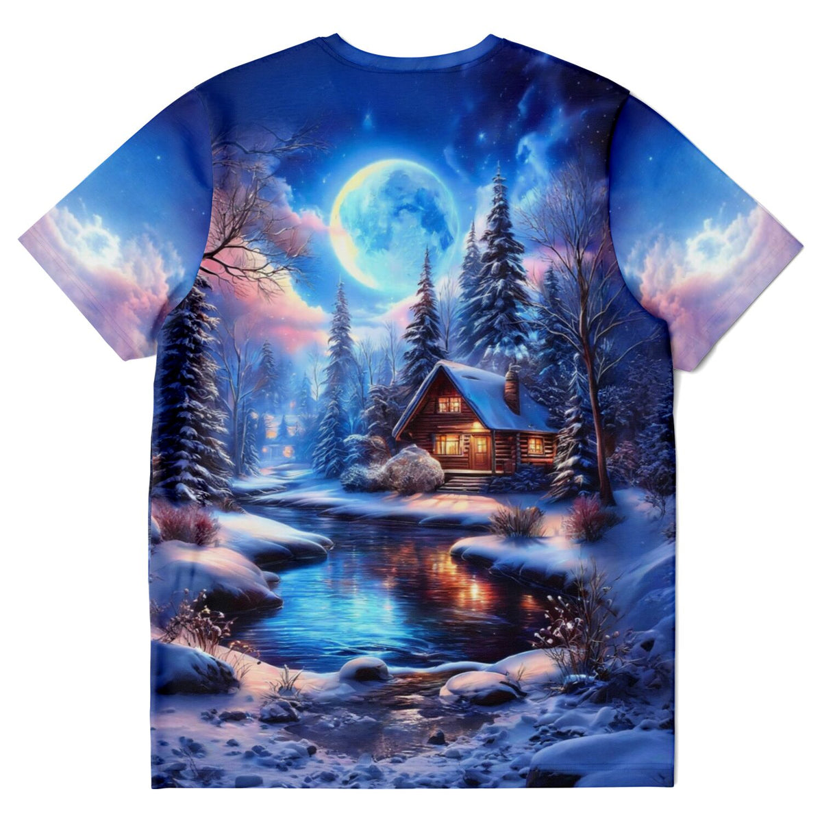 T-Shirt mit Zuflucht im Silberlicht Motiv, ideal für Fans von Diamond Painting und Malen nach Zahlen mit Winterlandschaft