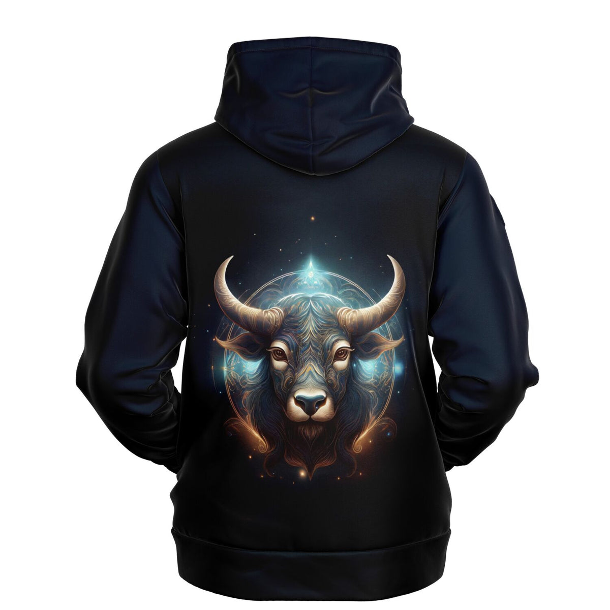 Schwarzer Dreamer Hoodie mit leuchtendem Sternzeichen Stier Motiv im Stil unserer Diamond Painting und Malen nach Zahlen Kunst