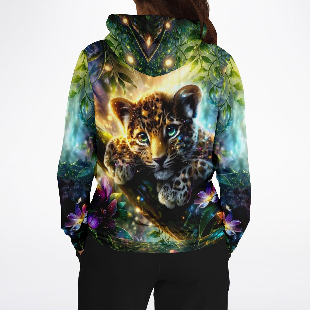 Dreamer Hoodie mit Leoparden-Motiv in magischem Dschungel-Design, ideal für Fans von Diamond Painting und Malen nach Zahlen.
