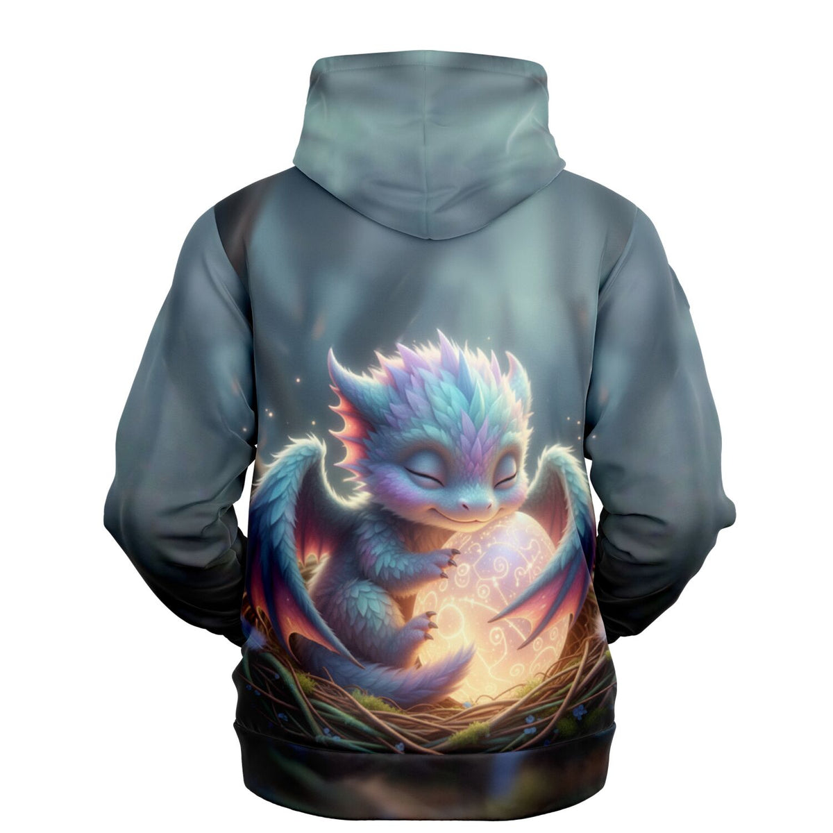 Dreamer Hoodie mit Lichtdrache Faye Motiv, stylischer AOP-Druck, inspiriert von magischen Diamond Painting Welten