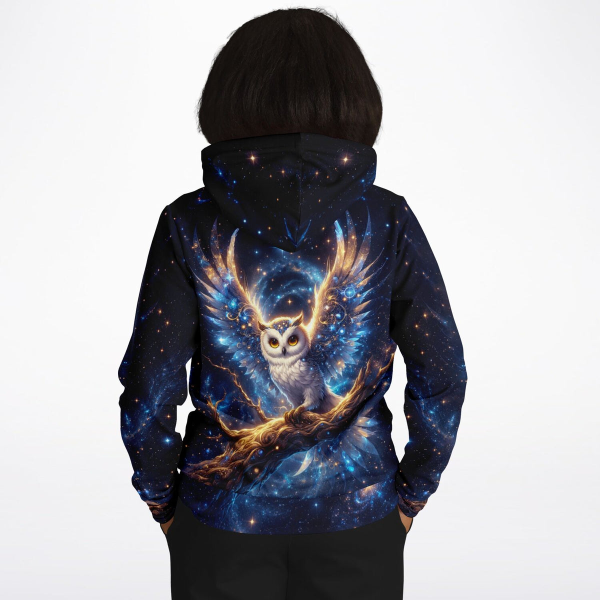 Dreamer Hoodie mit Eulen-Motiv im Galaxie-Design, passend für Fans kunstvoller Diamond Painting und Malen nach Zahlen-Motive