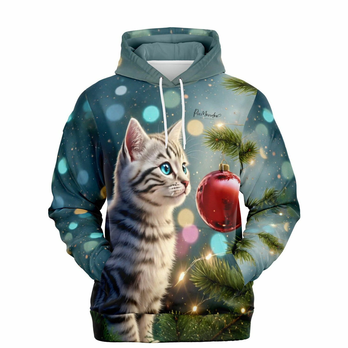 Dreamer Hoodie Minka mit niedlichem Kätzchen und Weihnachtsbaum, ideal für Fans von Malen nach Zahlen und Diamond Painting