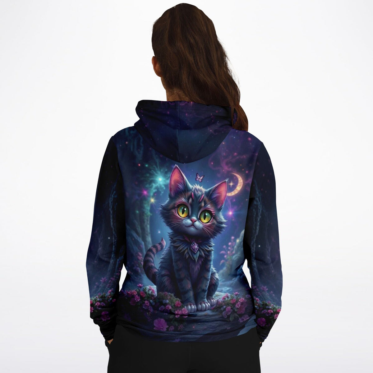 Dreamer Hoodie mit Night Cat Motiv, perfekt für Fans von Diamond Painting und kreativen Kunstprints.