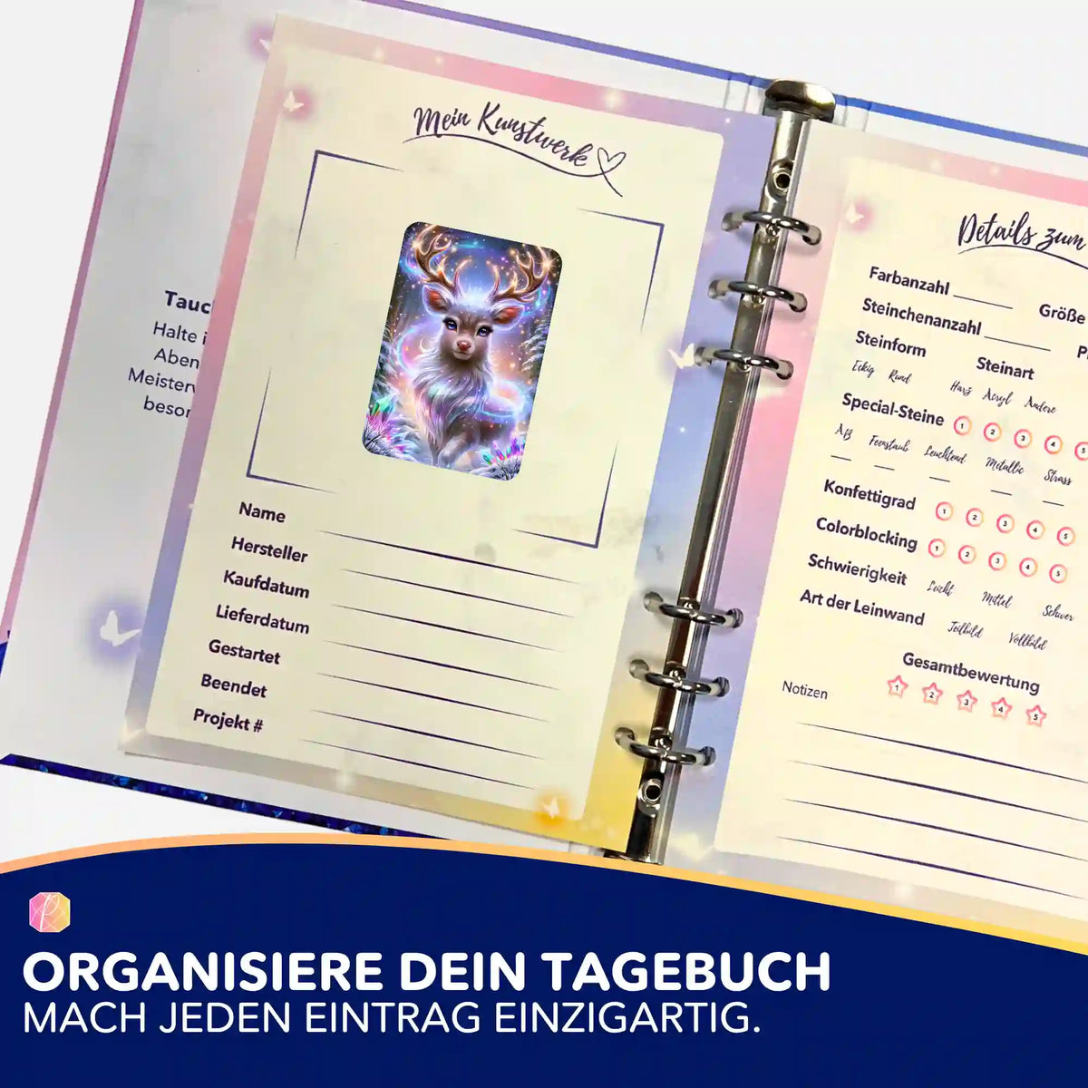Picmondoo Sticker Magie des Winterwaldes für Diamond Painting Tagebuch zur Organisation von Kunstwerken