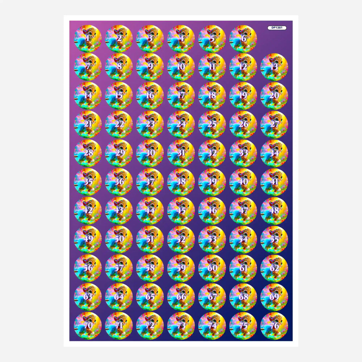 Bunter Diamond Painting Döschenaufkleber-Bogen für Finja die kleine Tigerfee zur einfachen Organisation deiner Steinchen.