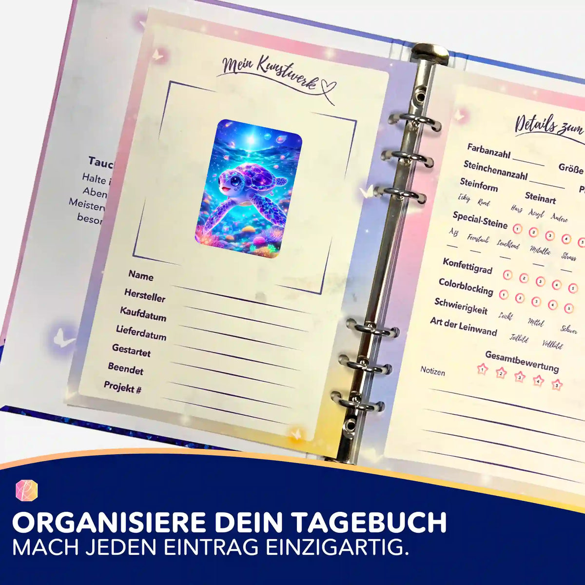 Bunter Sternenschildi Aufkleber für Diamond Painting Tagebuch zur Organisation von Kunstwerken