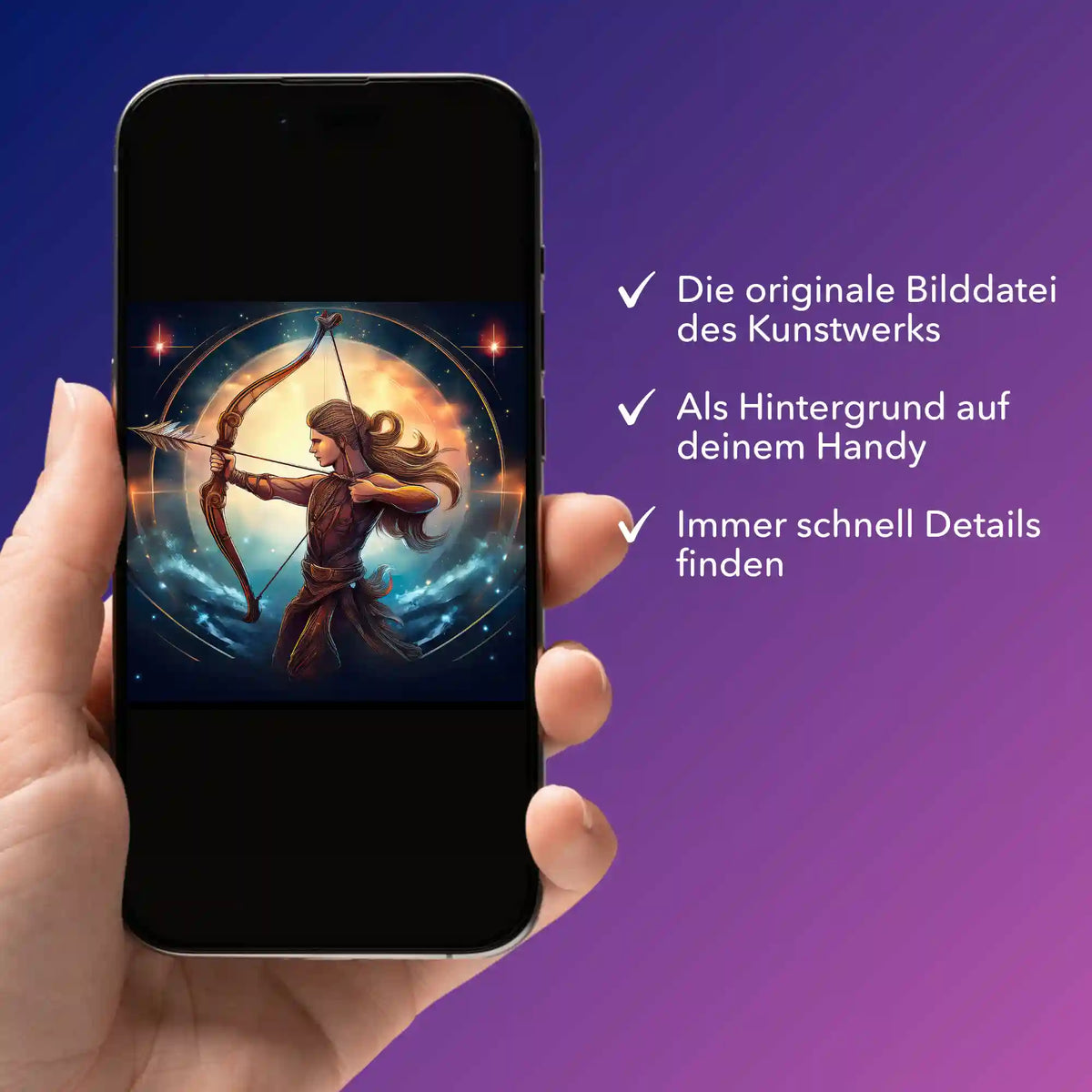 Digitale Bildmappe als Smartphone-Hintergrund für dein Diamond Painting Motiv Sternzeichen Schütze