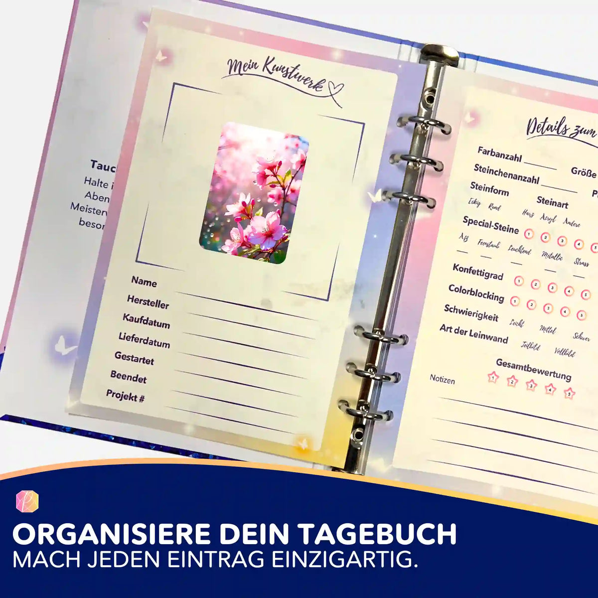 Kirschblüten Sticker für Diamond Painting Tagebuch zur Organisation von DIY-Projekten