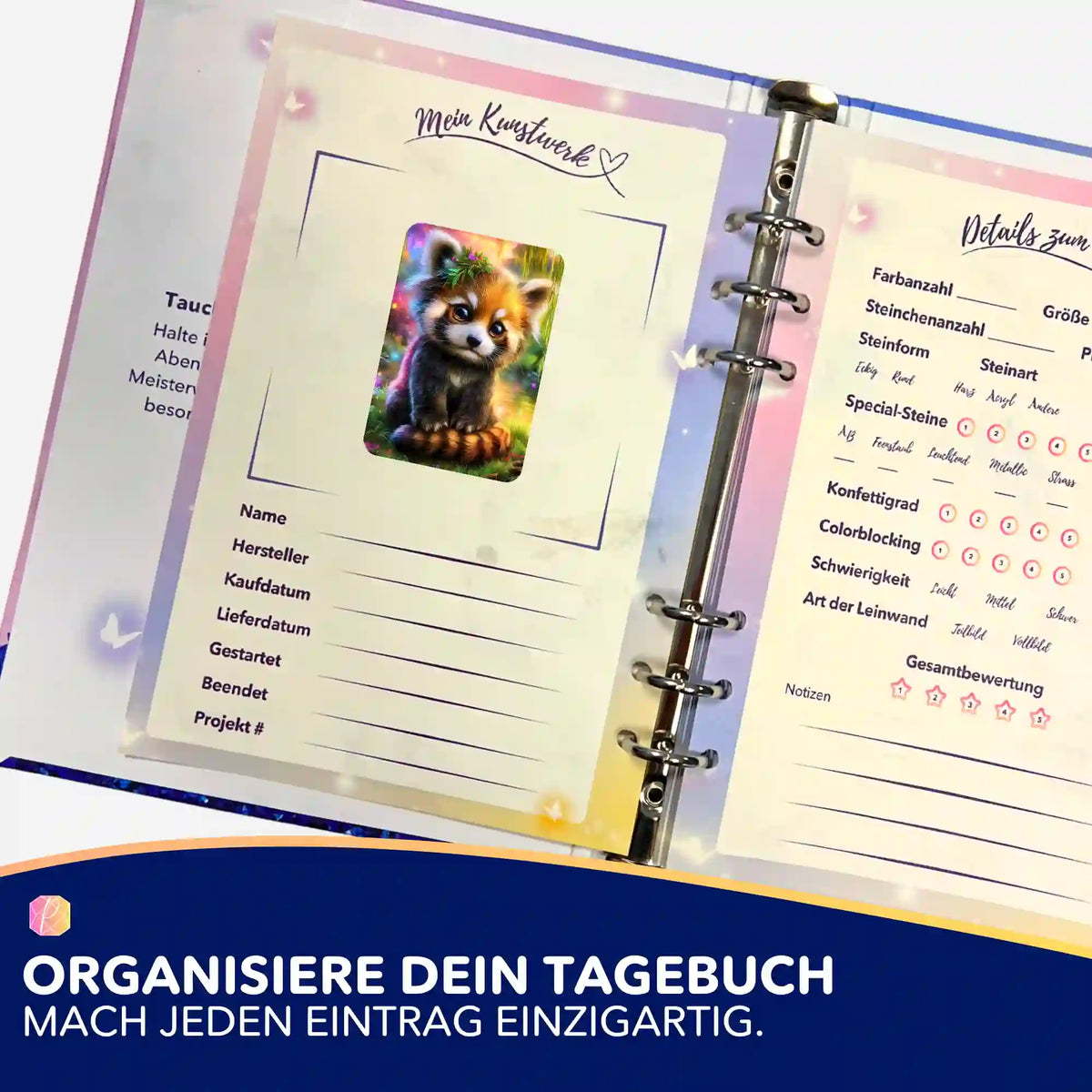 Picmondoo Sticker Kind des Waldes zur Organisation im Diamond Painting Tagebuch und für Malen nach Zahlen Projekte.