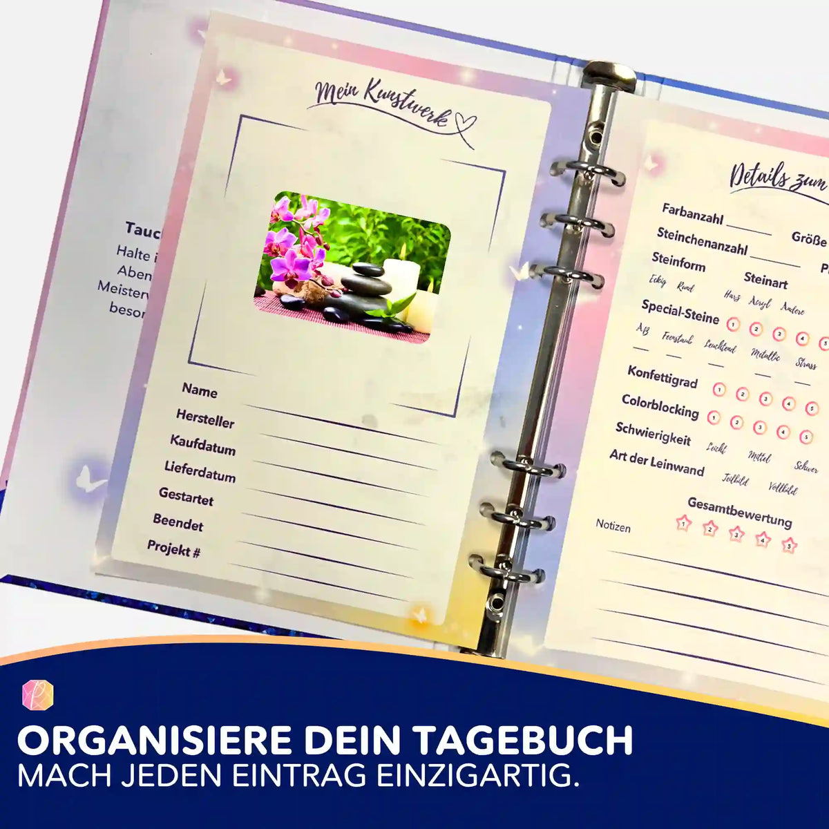 Picmondoo Sticker Oase der Entspannung für Diamond Painting Tagebuch zur kreativen Organisation deiner Kunstwerke