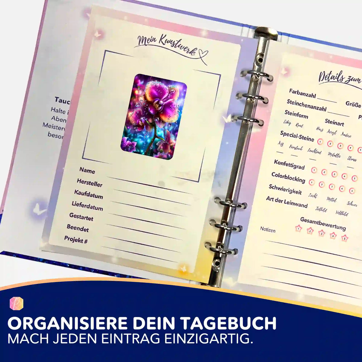 Picmondoo Diamond Painting Aufkleber Regenkuss zur Organisation im Notizbuch für dein DIY-Bastelset