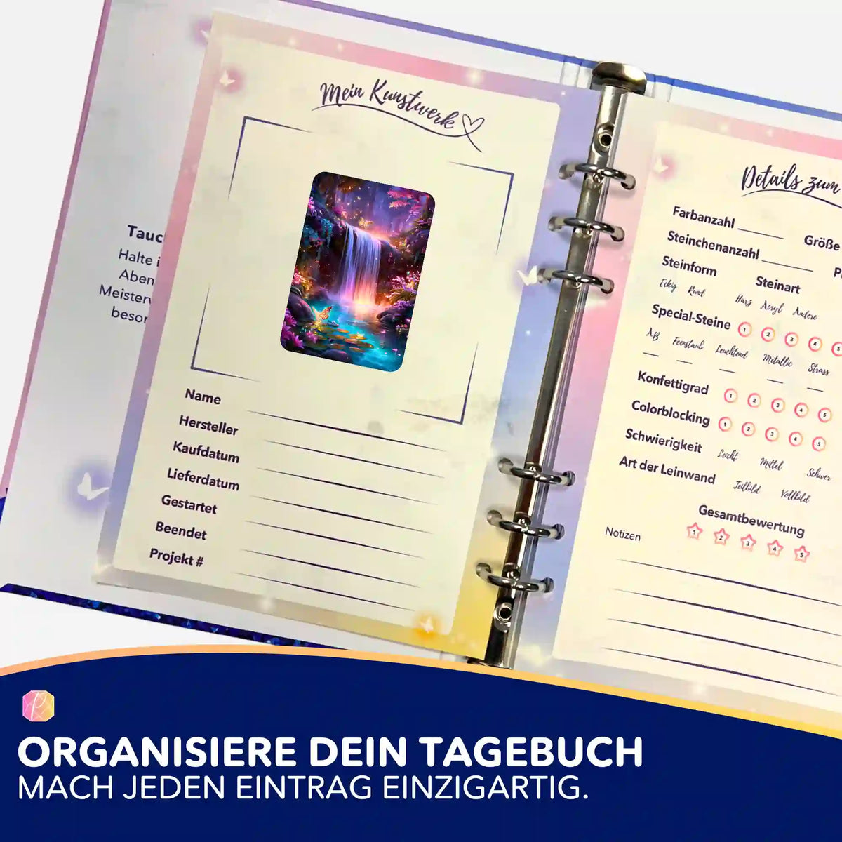 Picmondoo Sticker Hain der erwachten Farben für Diamond Painting Tagebuch und zur Organisation von Bastelprojekten