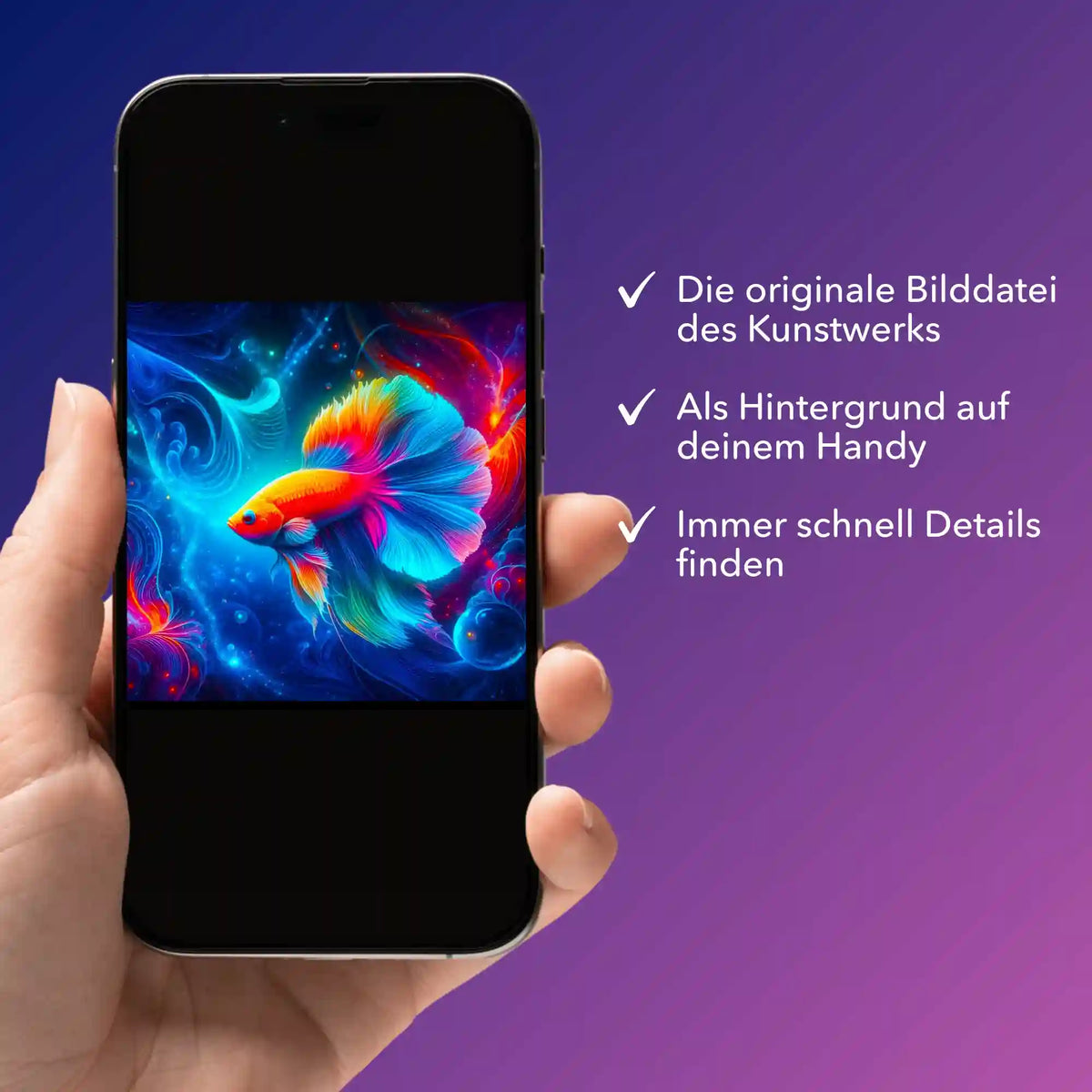 Digitale Bildmappe für Diamond Painting 'Wunderwelt unter Wasser' als Handy-Hintergrund mit buntem Fisch-Motiv