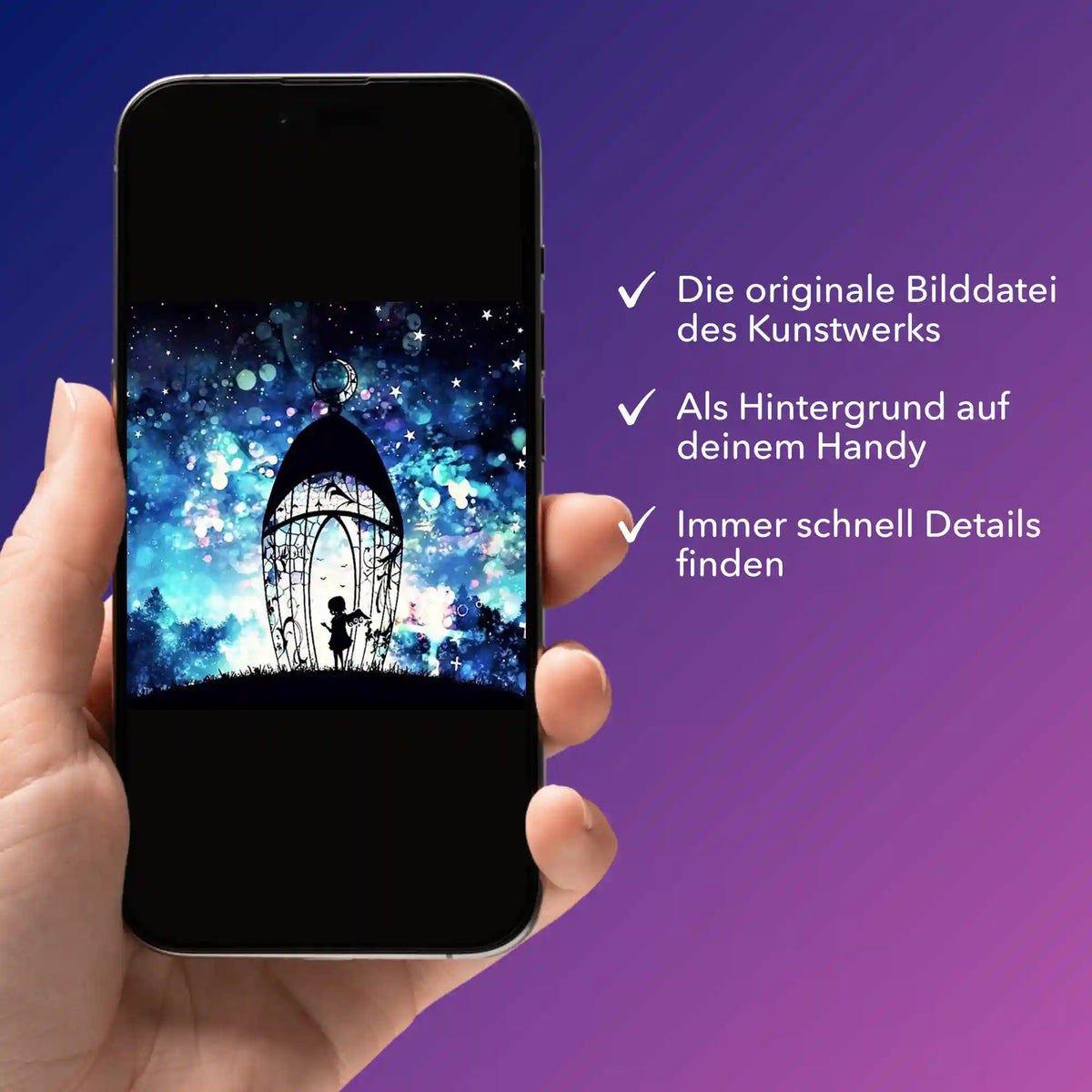 Digitale Bildmappe für Diamond Painting Engel der vielen Lichter als Handy-Hintergrund für kreative DIY-Projekte