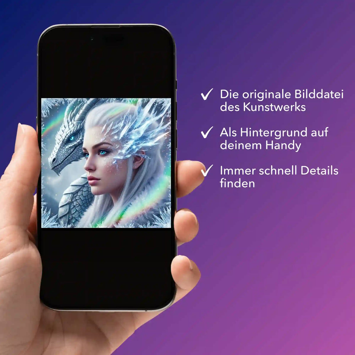 Digitale Bildmappe zum Diamond Painting Motiv Dragon Queen als Handy-Download für kreative Diamond Painting Fans.