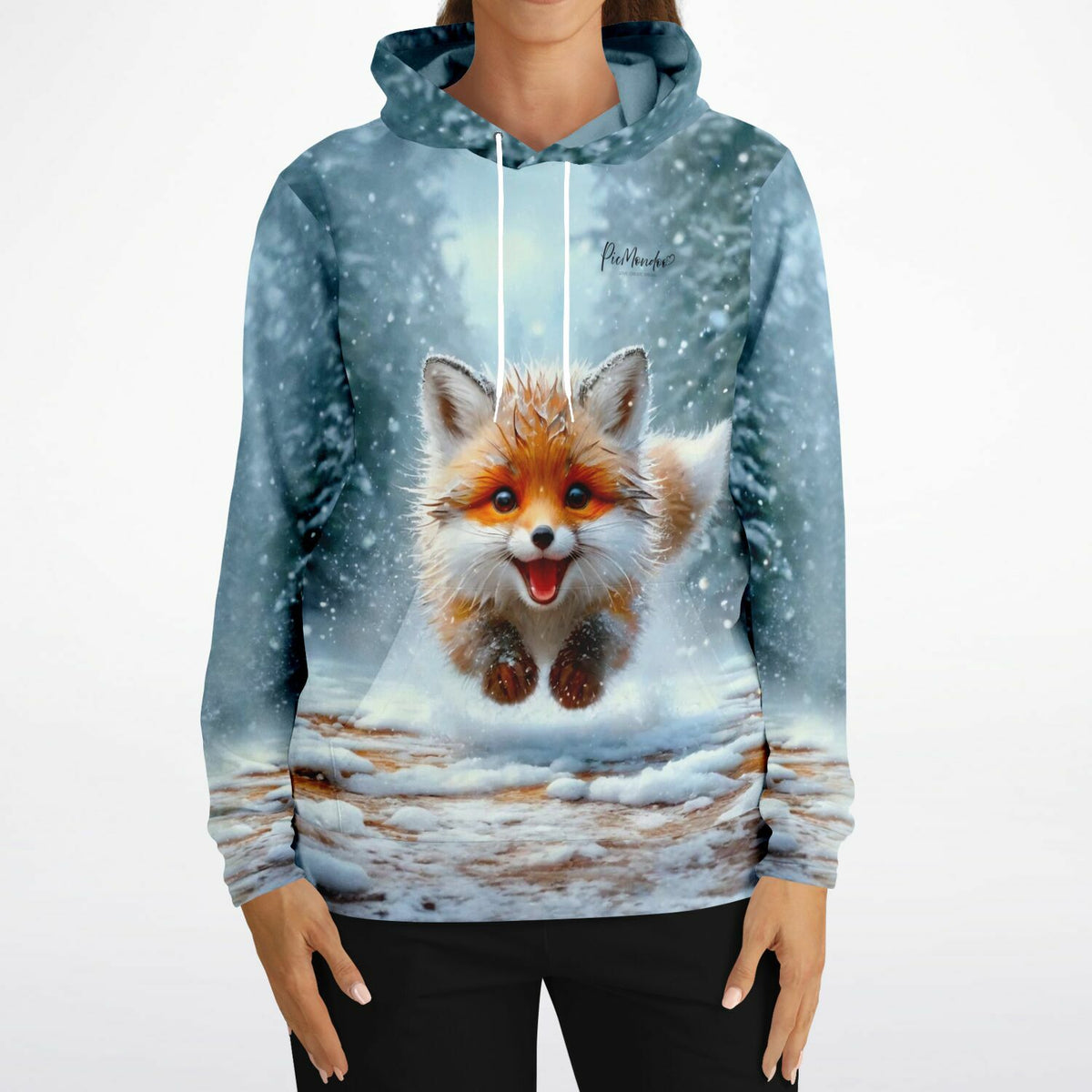 Dreamer Hoodie mit niedlichem Fuchs-Motiv im Winterwald, perfekt passend zu unseren Diamond Painting und Malen nach Zahlen Sets