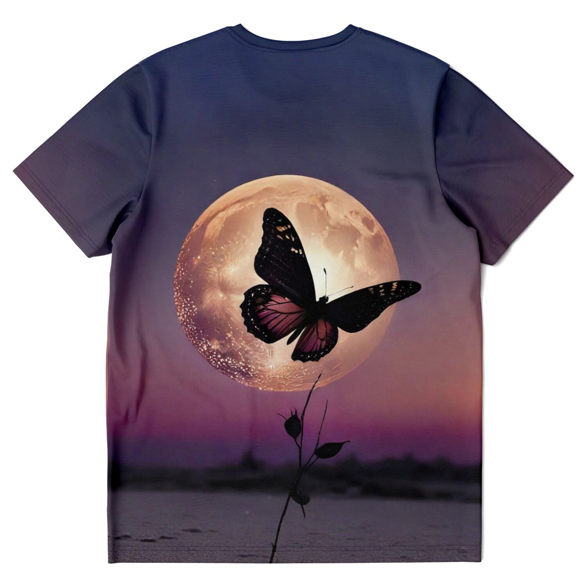 T-Shirt Nightfly mit Schmetterling vor Vollmond, Motiv passend für Diamond Painting und Malen nach Zahlen Fans