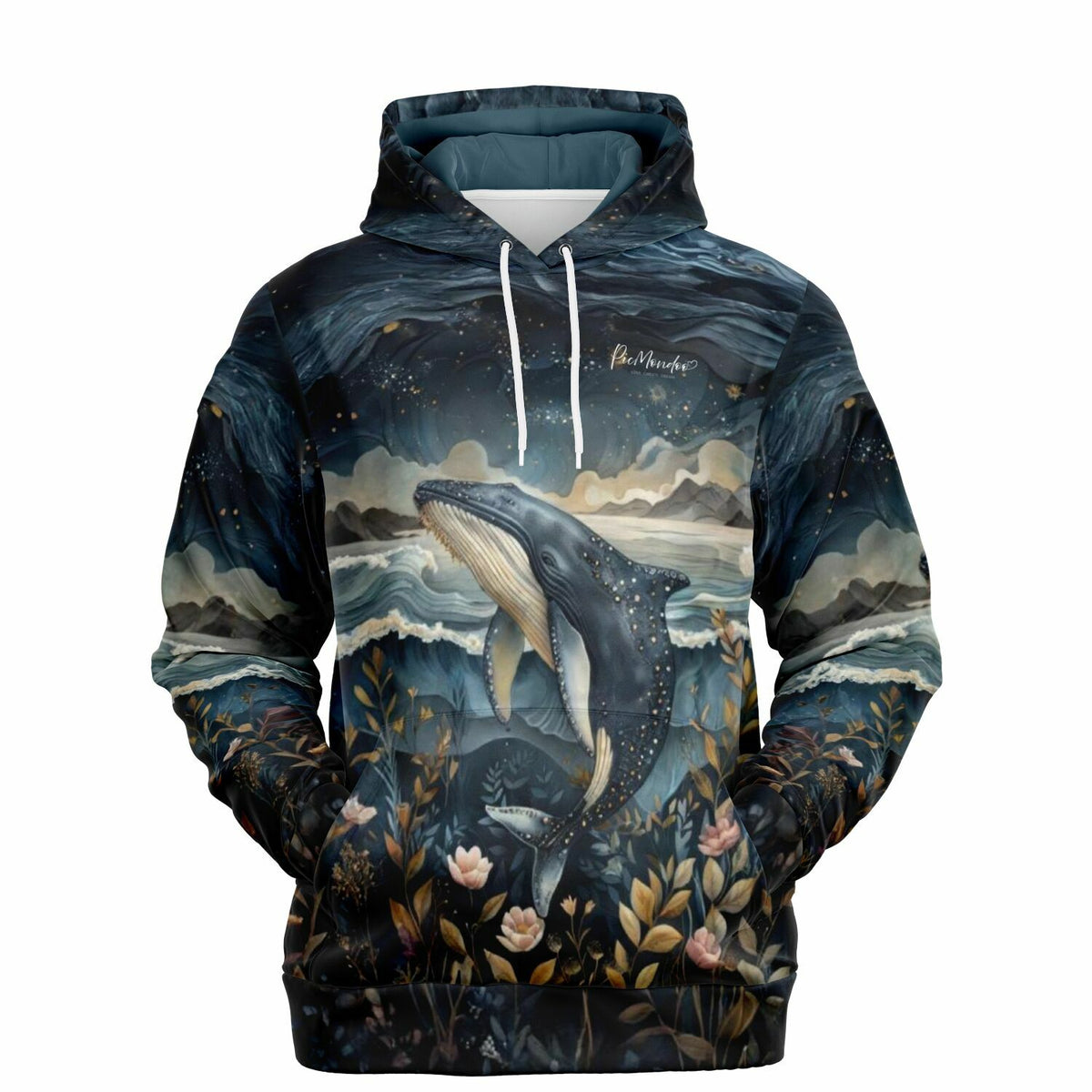 Dreamer Hoodie von Picmondoo mit künstlerischem Wal-Motiv, inspiriert von Diamond Painting und Malen nach Zahlen Kunst.