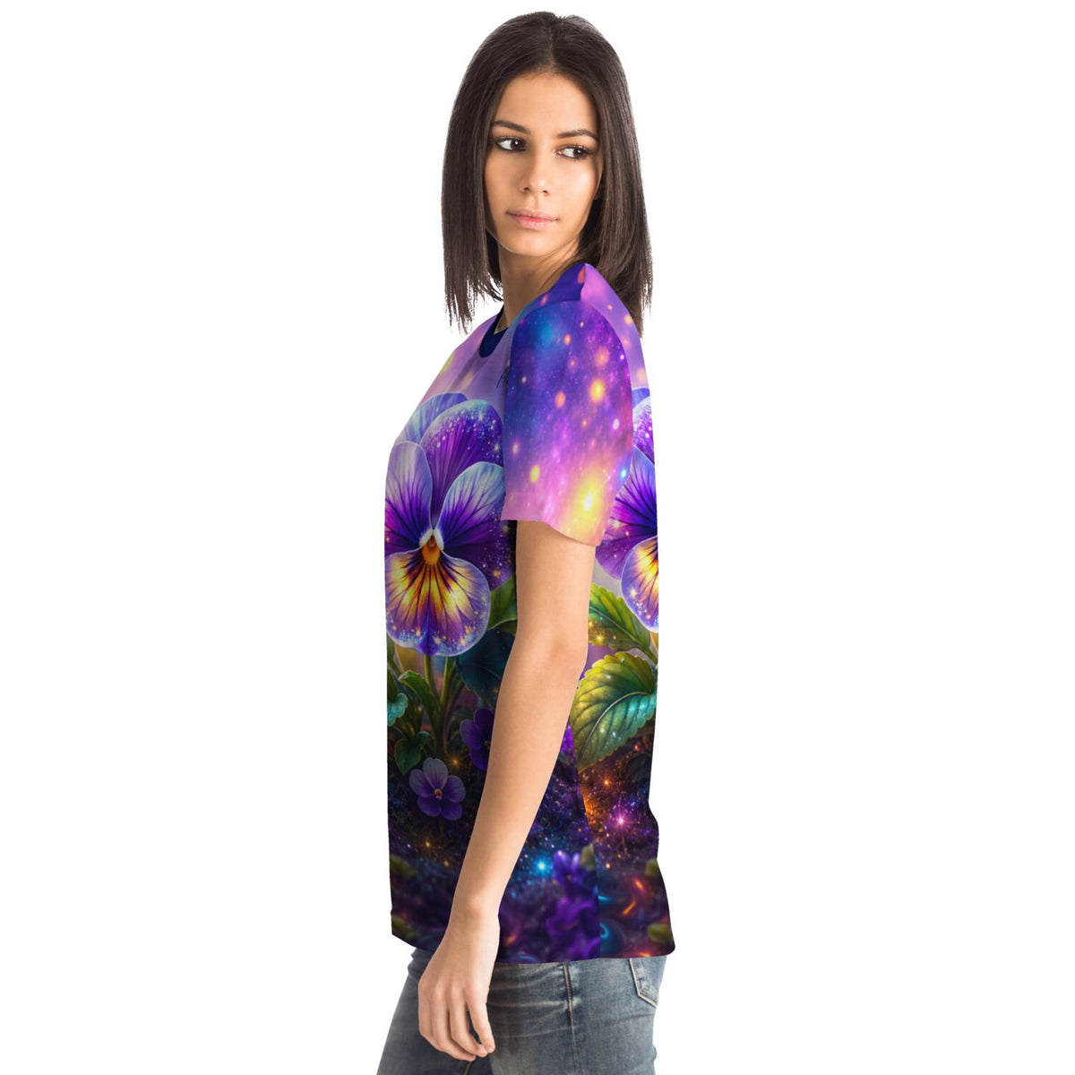 Dreamer T-Shirt Sternenveilchen mit violettem Blumen Print, inspiriert von den Farben unserer Diamond Painting Motive