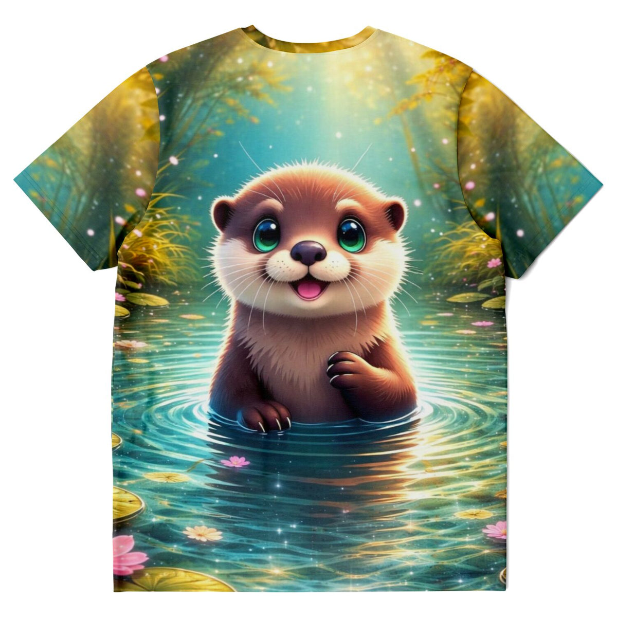 Dreamer T-Shirt mit süßem Otter-Motiv am See, wie in Diamond Painting oder Malen nach Zahlen für Erwachsene