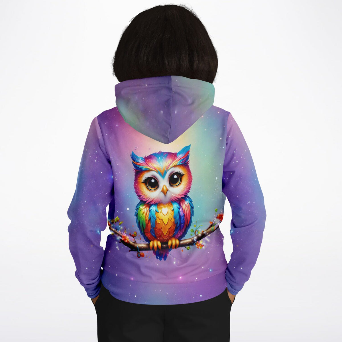 Dreamer Hoodie mit farbenfrohem Eulen-Motiv Fridolin, inspiriert von Diamond Painting und Malen nach Zahlen Designs