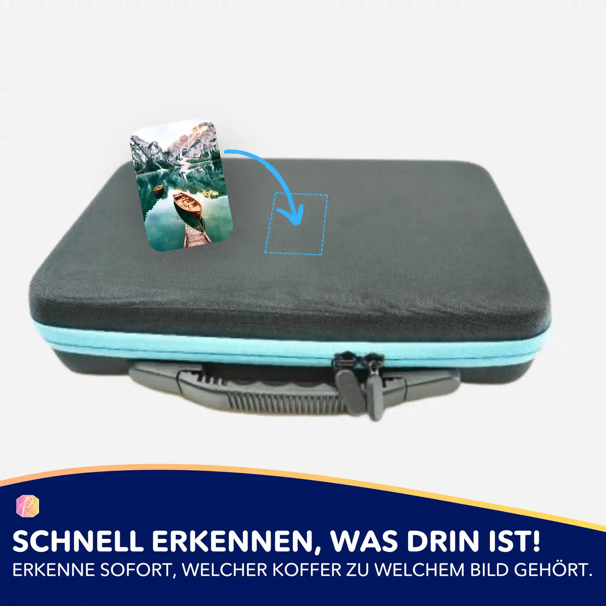 Picmondoo Aufkleber-Set für Diamond Painting Koffer mit Boot-am-See-Motiv zur Organisation deines Bastelzubehörs