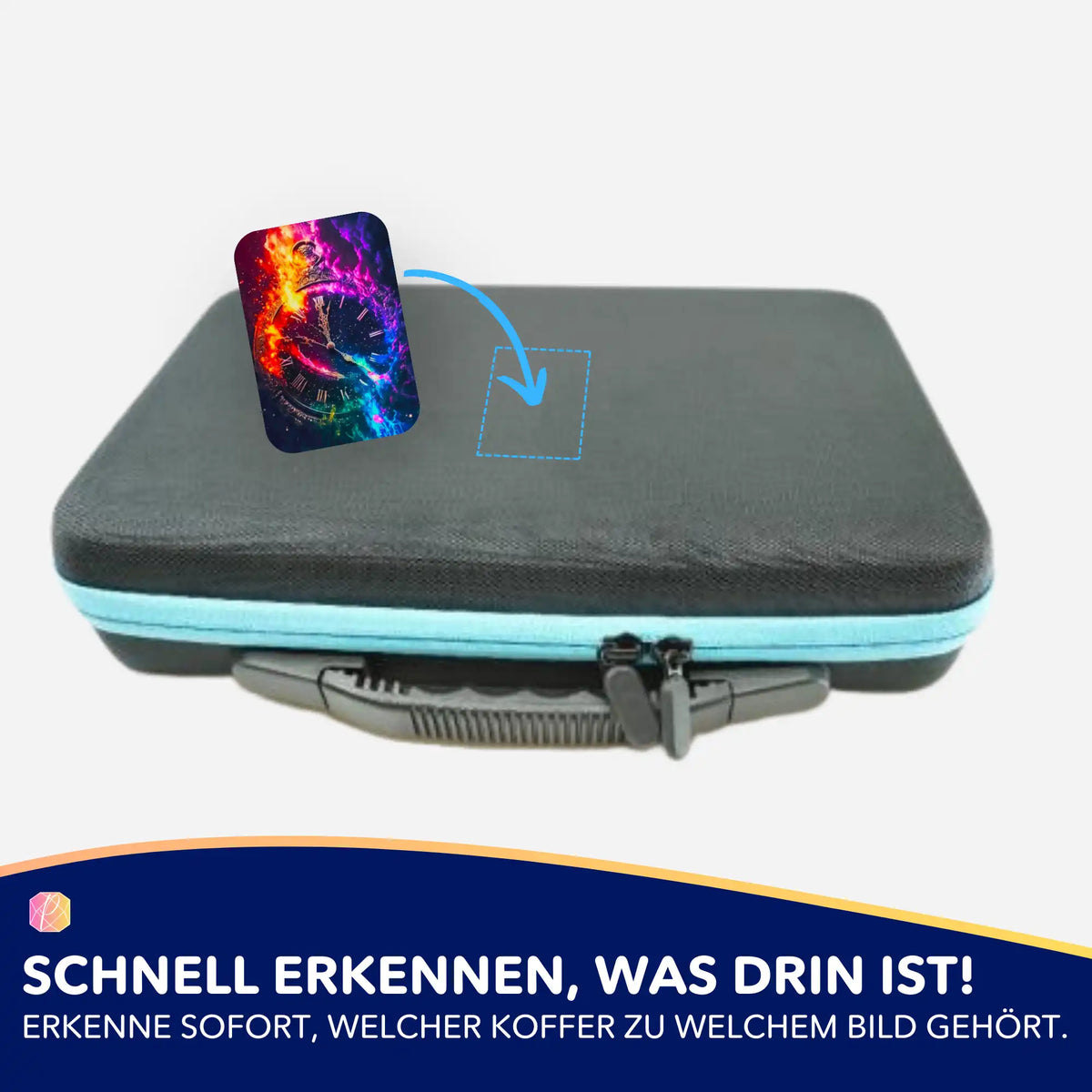 Picmondoo 5er-Set Aufkleber zur Organisation von Diamond Painting Koffern mit buntem Uhren-Motiv Time of Magic Moments