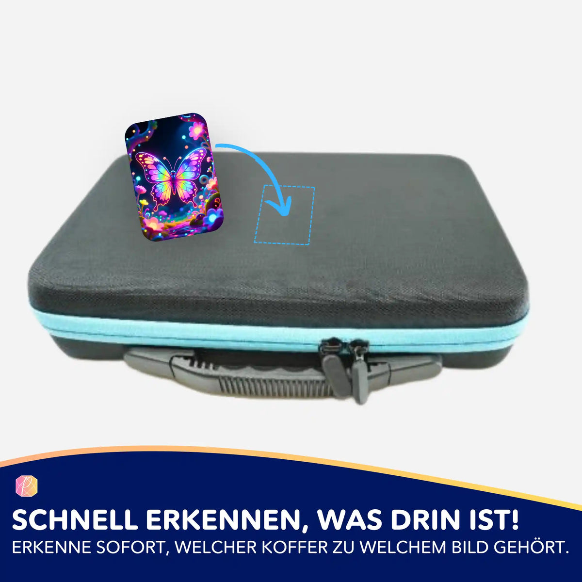 Bunter Schmetterling-Aufkleber zur Organisation von Diamond Painting Koffern und Zubehör für dein Hobby.