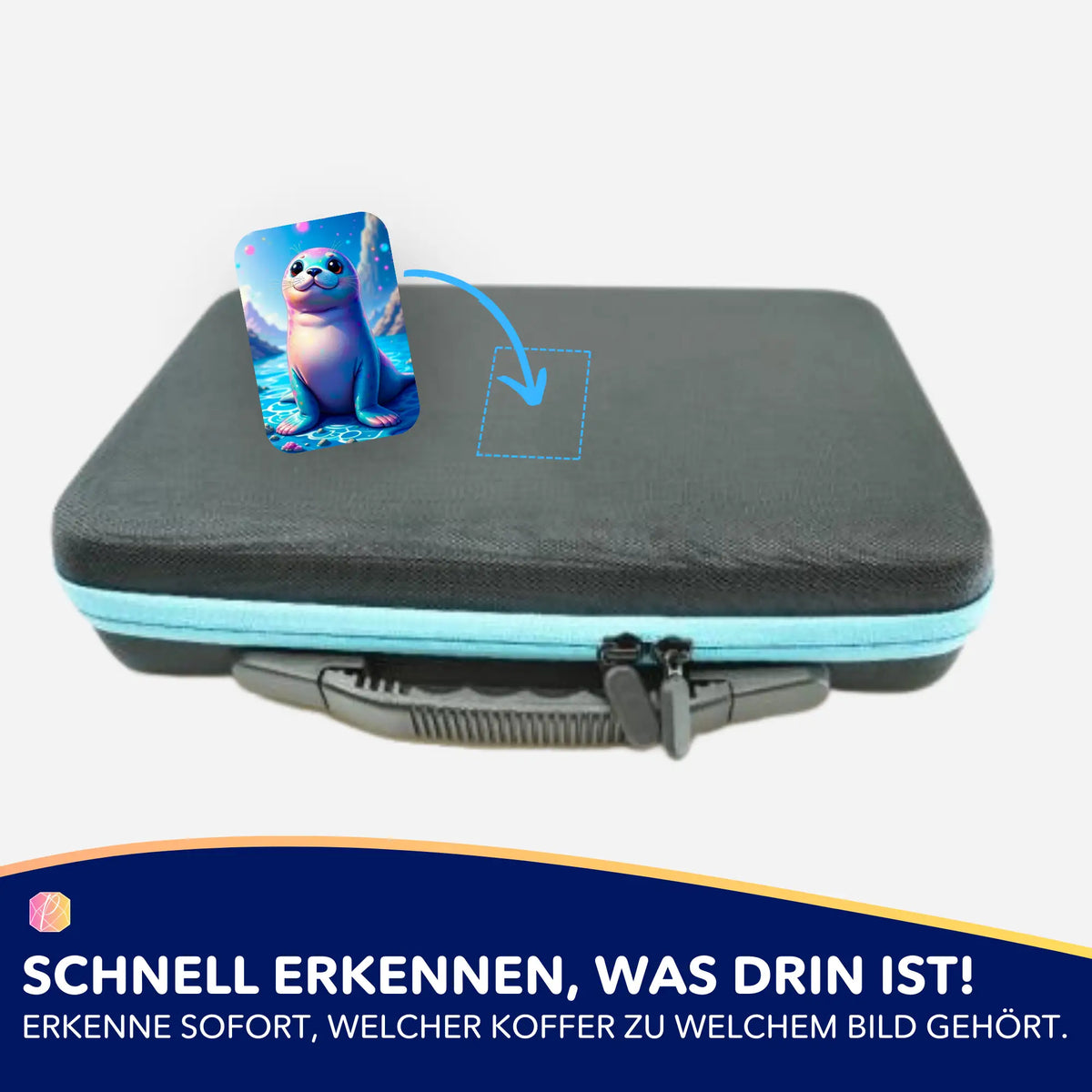 Süßer Robben-Sticker zur Organisation von Diamond Painting Koffern und Zubehör für dein nächstes Bastelprojekt.