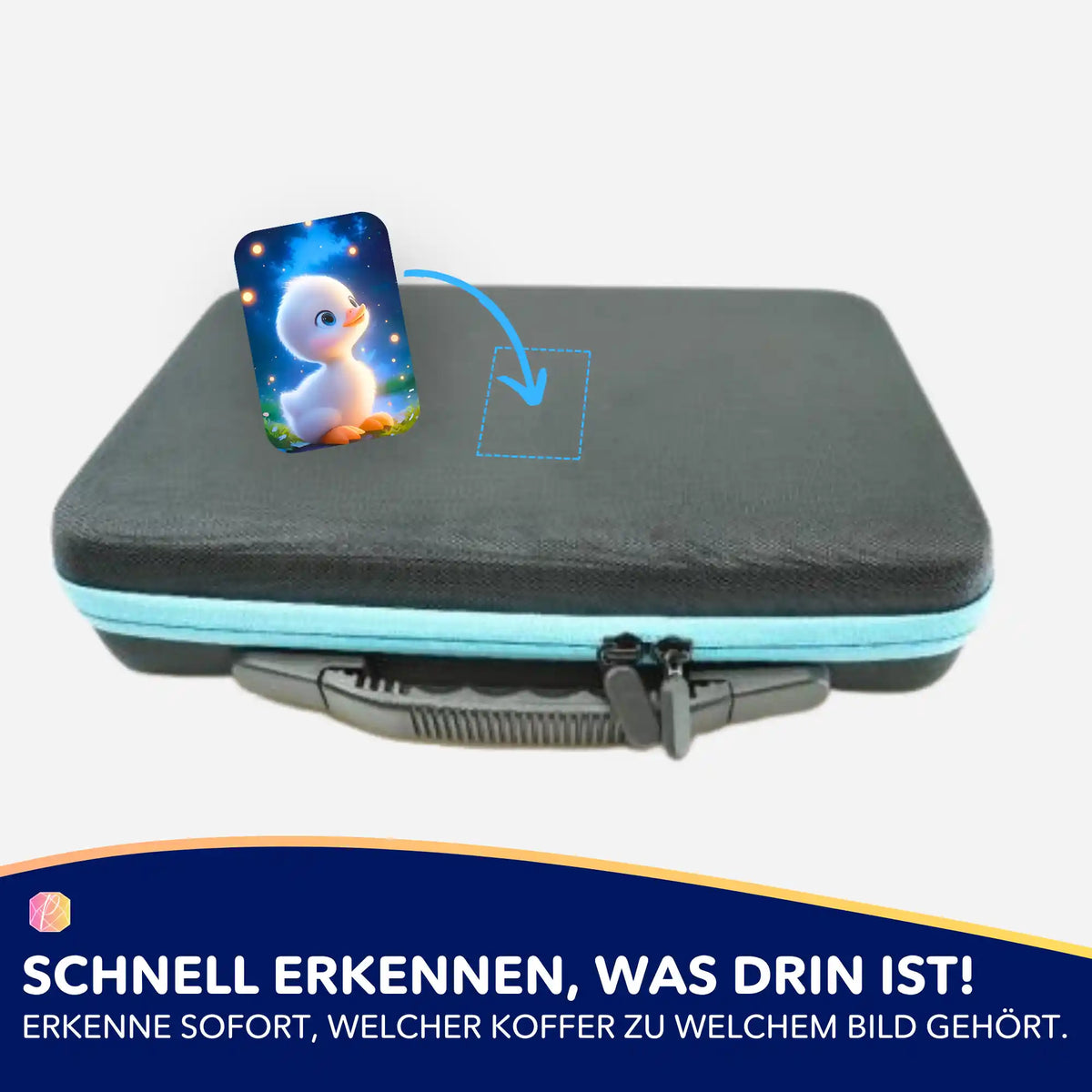 Glitzer Entlein Aufkleber zur Organisation von Diamond Painting Zubehör Taschen auf einem Aufbewahrungskoffer