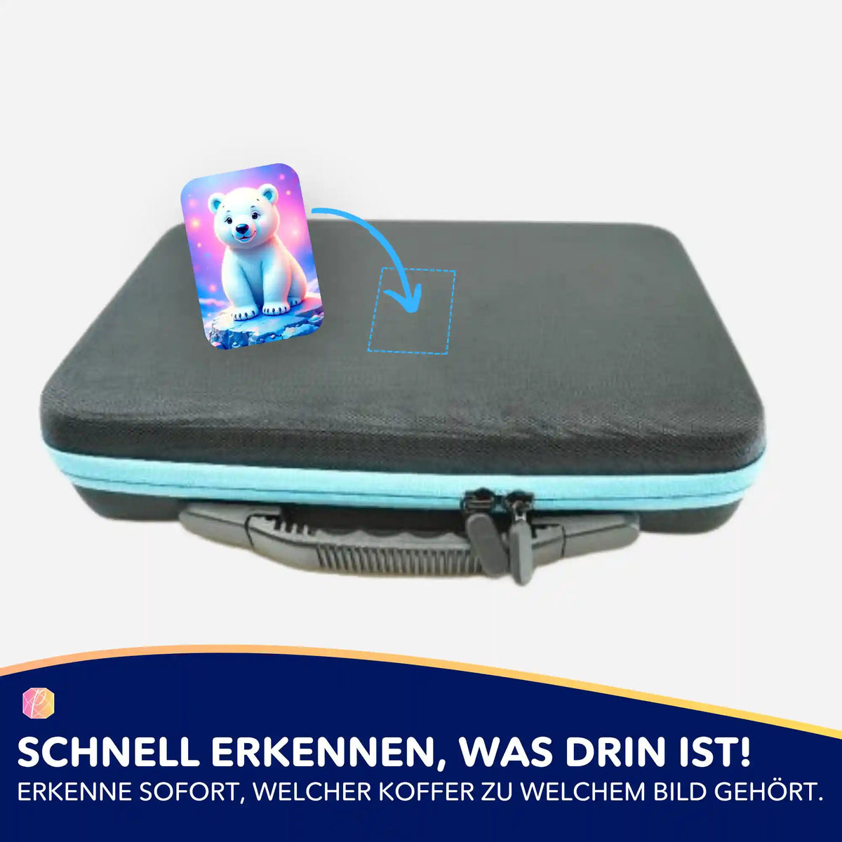 Süßer Eisbär Hugo Sticker für Diamond Painting Aufbewahrungskoffer zur Organisation von Bastelzubehör und Steinen.
