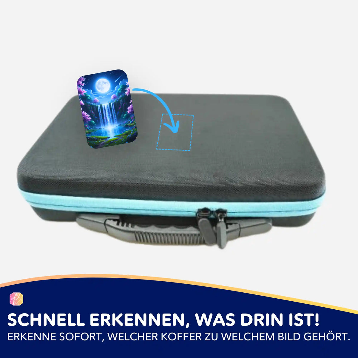 Picmondoo Aufkleber-Set zur Organisation von Diamond Painting Koffern mit Tal der flüsternden Wasser Wasserfall-Motiv