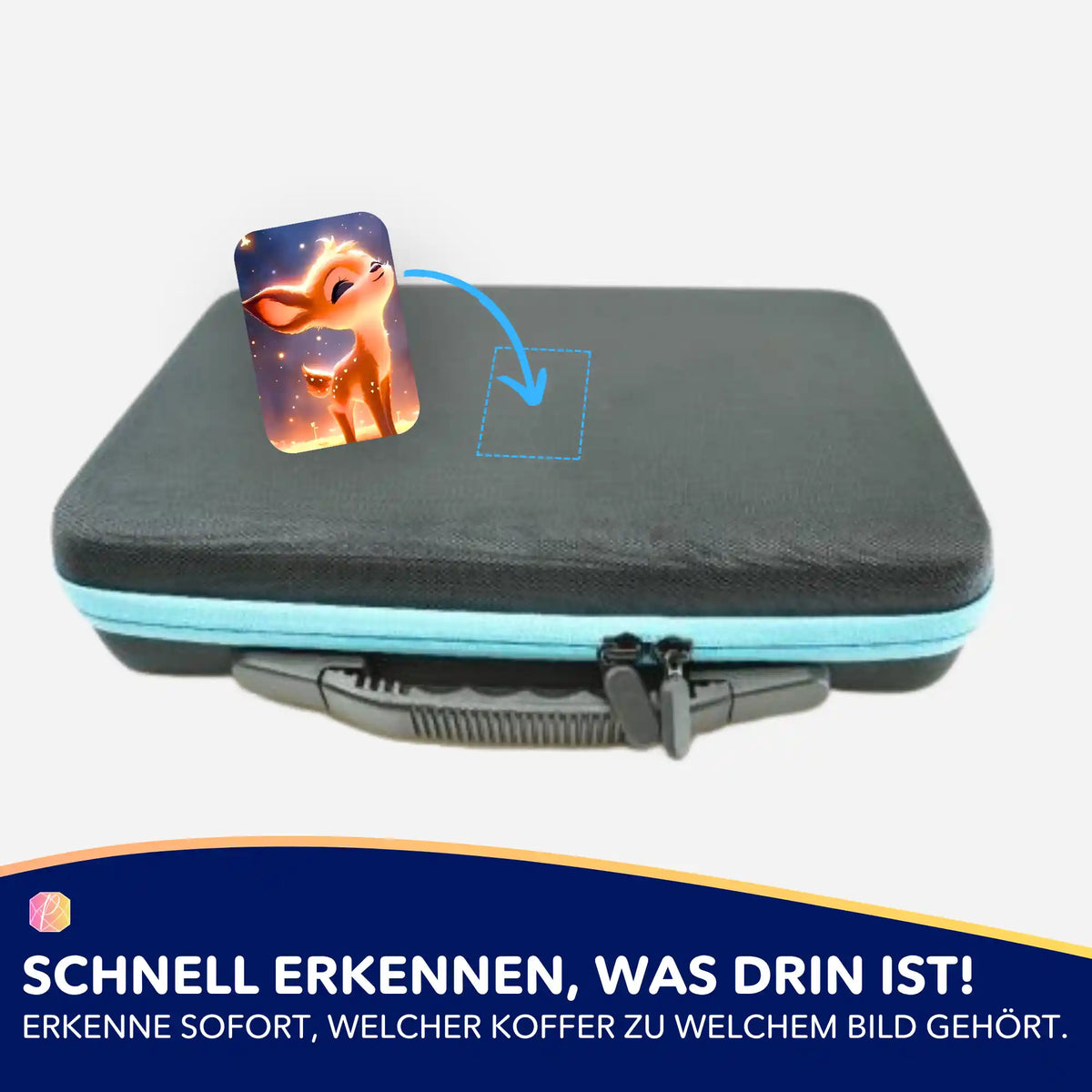 Babsi Sternenstaub Sticker zur Organisation von Diamond Painting Zubehör auf einem Aufbewahrungskoffer