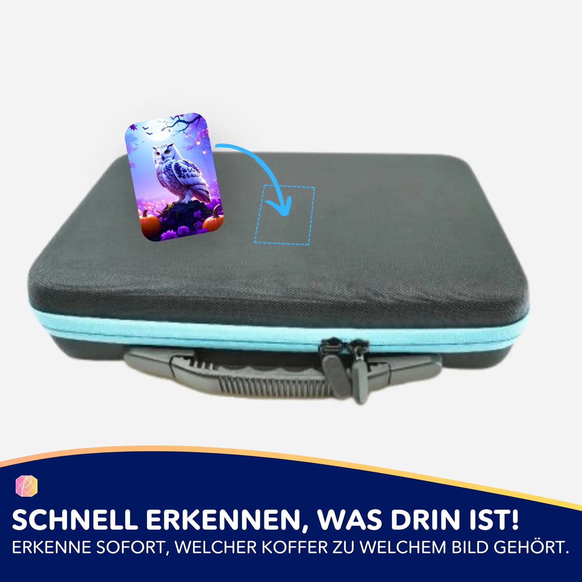 Picmondoo Eulen-Sticker zur Organisation von Diamond Painting Zubehör und Aufbewahrungskoffern für Bastelsets.