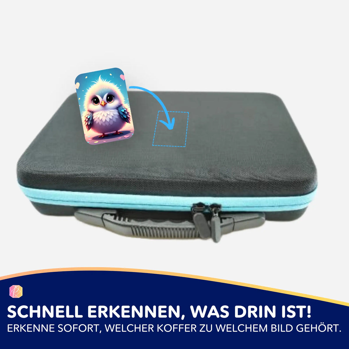 Picmondoo Sticker-Set zur Organisation von Diamond Painting Koffern mit niedlichem Eulen-Motiv für besseren Überblick.