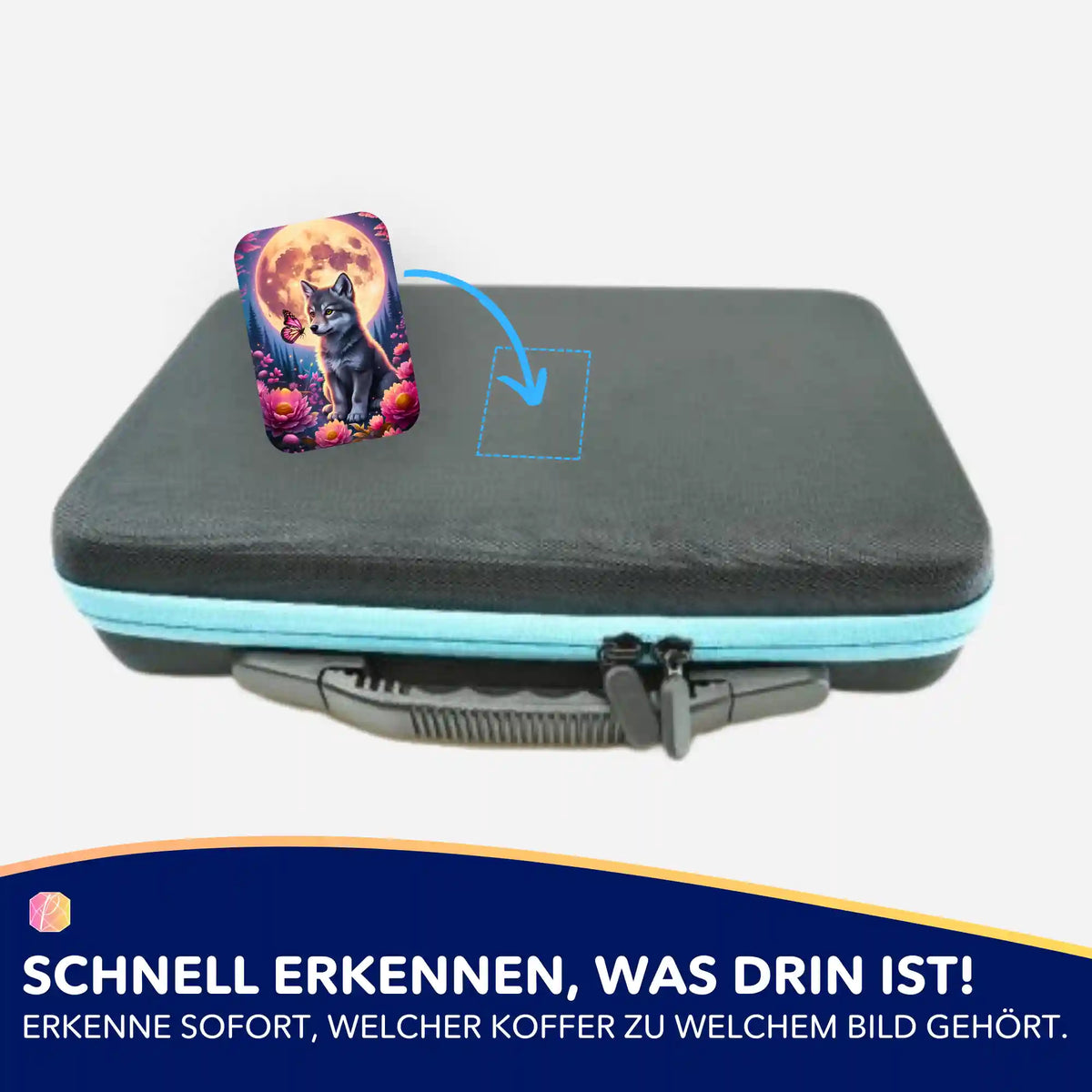 Picmondoo Aufkleber-Set zur Organisation von Diamond Painting Koffern mit Wolfsmotiv zur Kennzeichnung