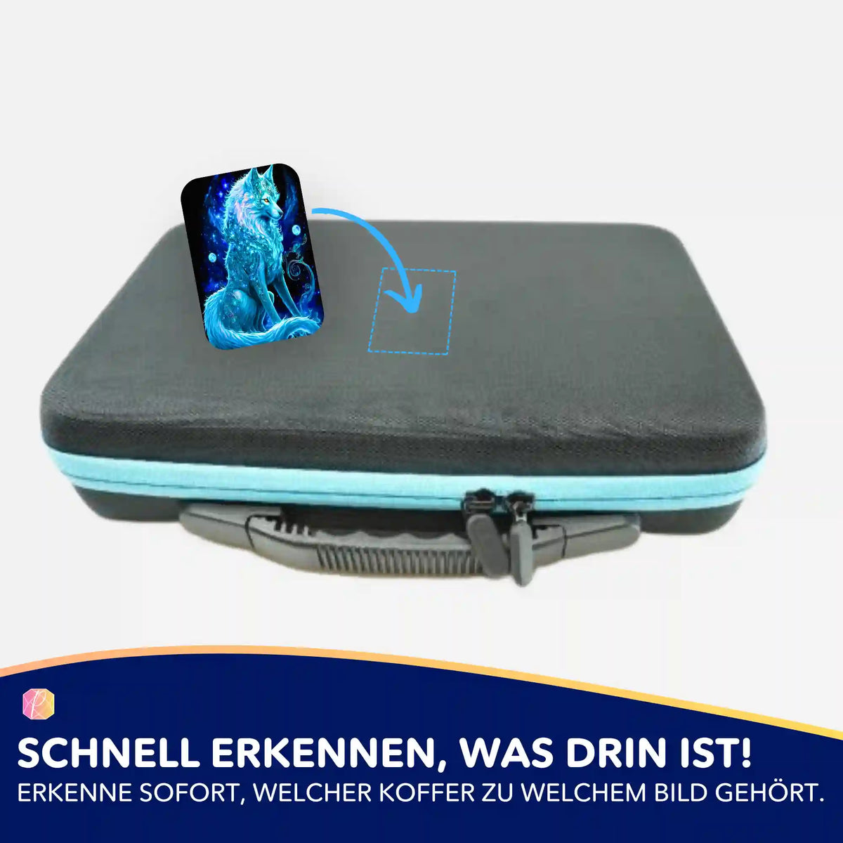 Verzauberter Wolf Sticker zur Organisation von Diamond Painting Koffern und Zubehör für dein Hobby.