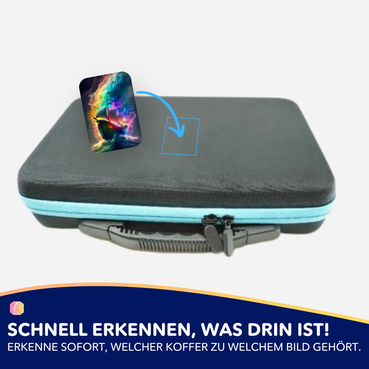 Picmondoo Diamond Painting Aufkleber zur Beschriftung von Zubehör-Koffern mit buntem Schiffs-Motiv