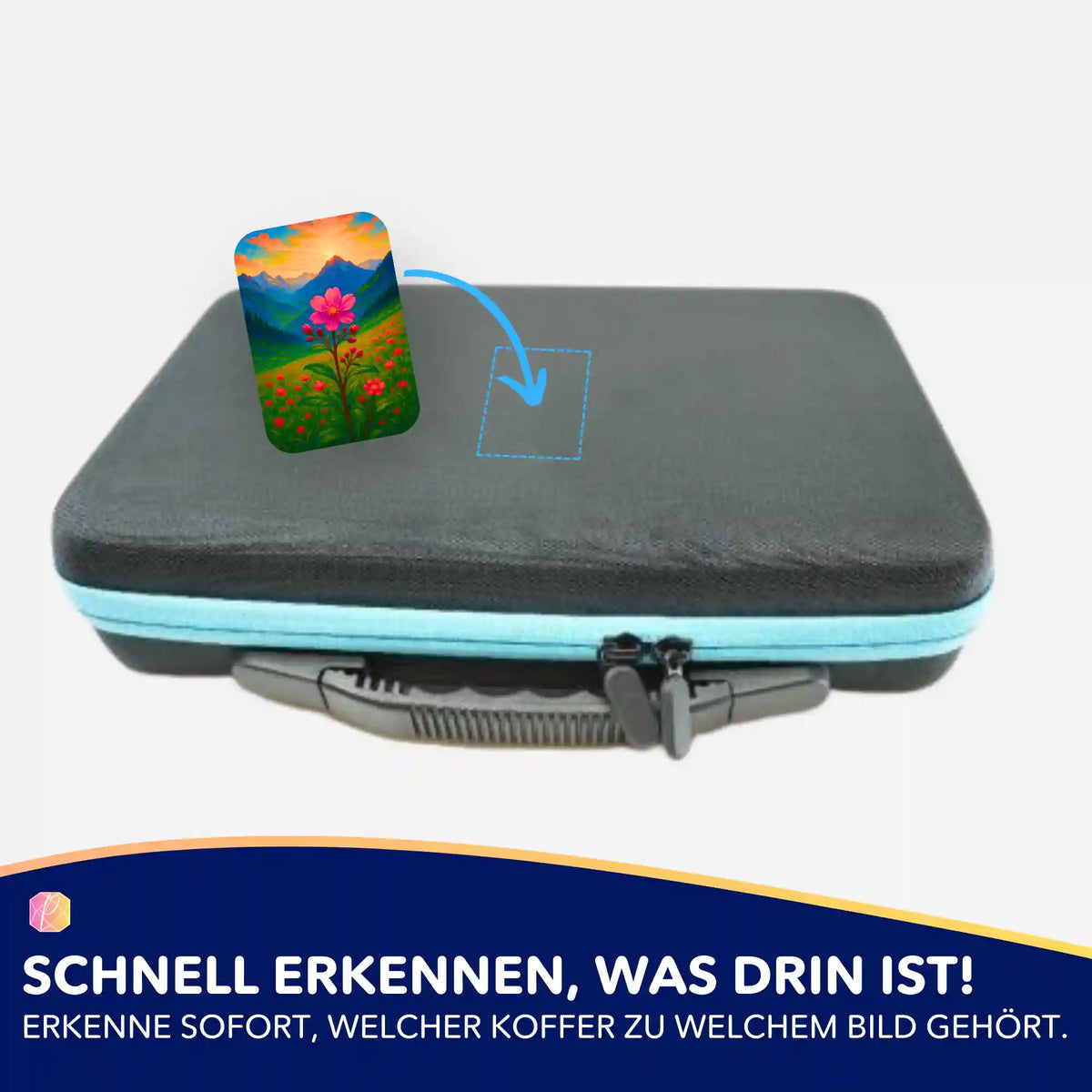 Picmondoo Aufkleber-Set für Diamond Painting Koffer mit Gebirgsblume Motiv zur übersichtlichen Organisation