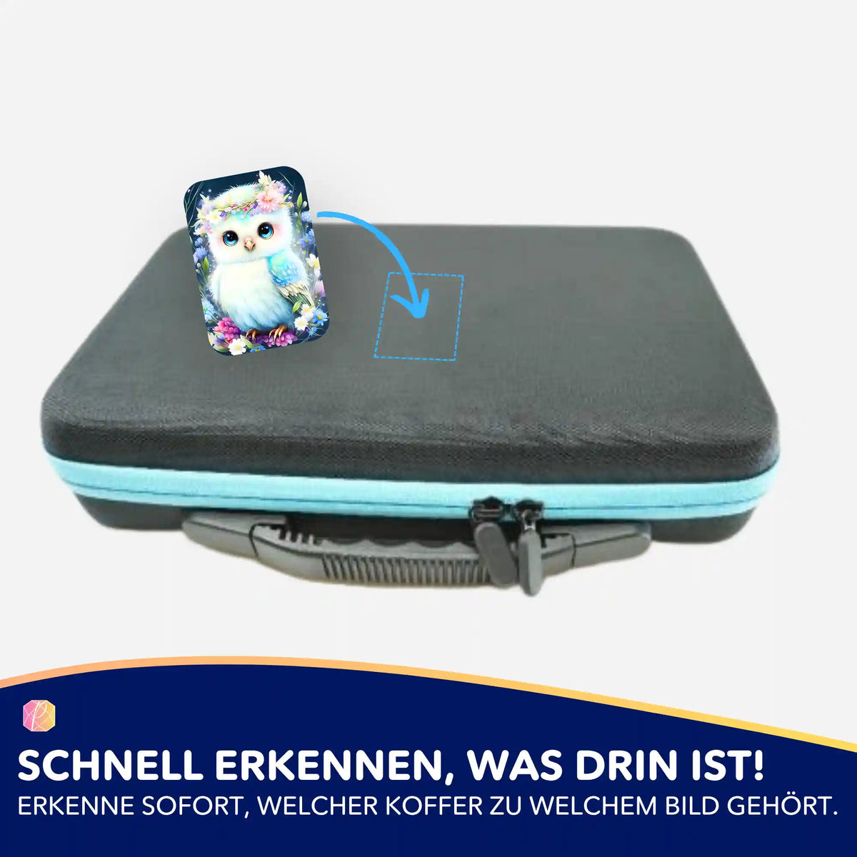 Eulen-Sticker zur Organisation von Diamond Painting Koffern und Zubehör für dein nächstes Bastelprojekt.