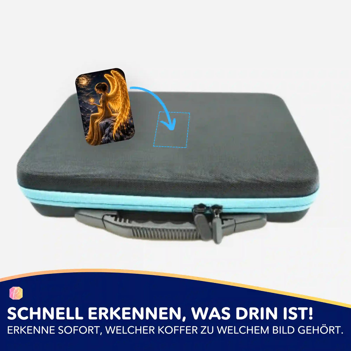 Picmondoo Diamond Painting Aufkleber zur Beschriftung von Zubehör-Koffern mit Engelsmotiv Wo das Licht erwacht