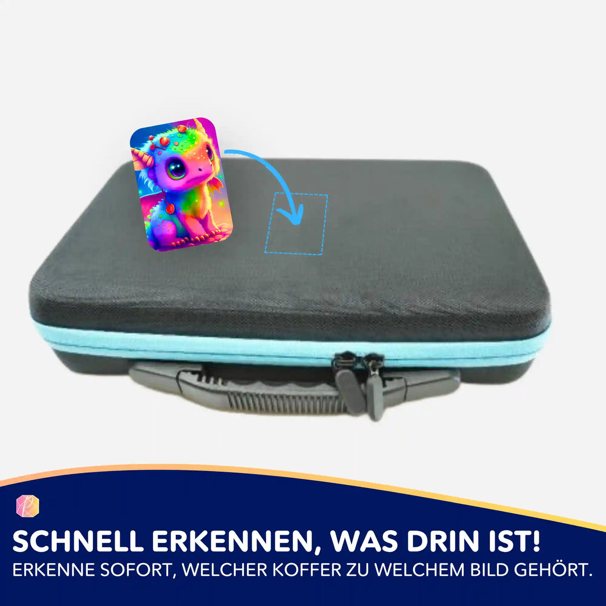 Bunter Regenbogendrache Sticker zur Organisation von Diamond Painting Koffern und Zubehör