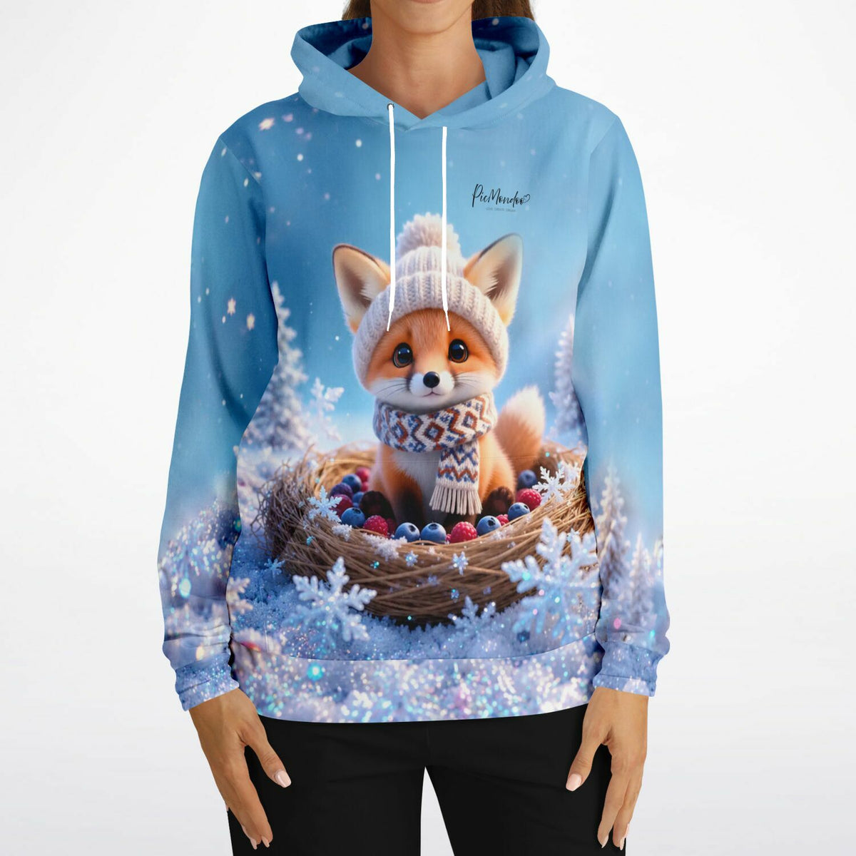 Hoodie mit süßem Fuchs-Motiv im Schnee, perfekt für Fans von Diamond Painting und Malen nach Zahlen Designs