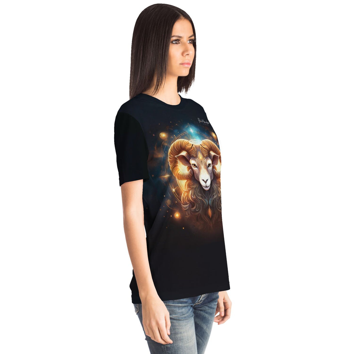 Schwarzes T-Shirt mit Widder Sternzeichen Motiv für Fans von Diamond Painting und kreativer Mode in limitierter Edition