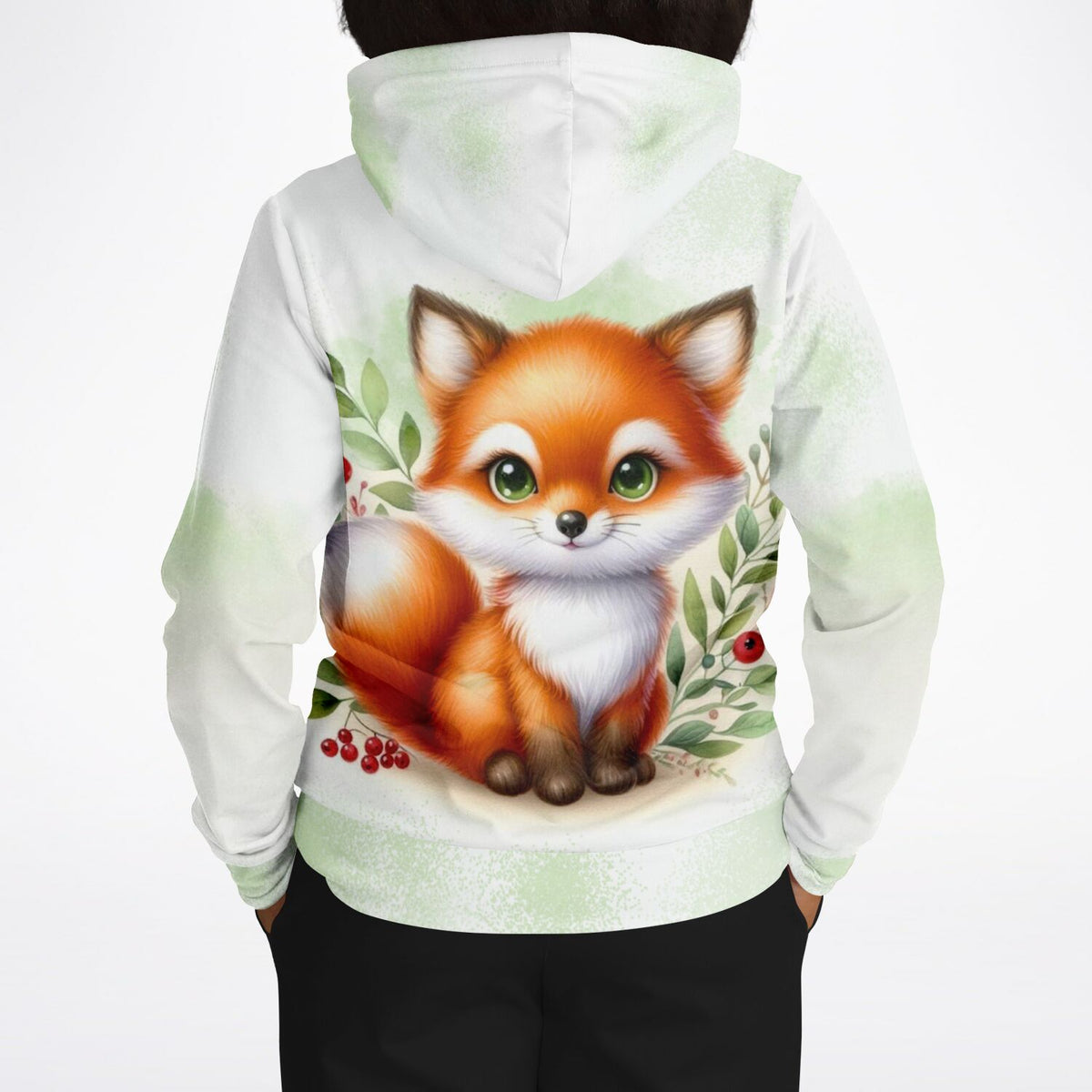Dreamer Hoodie mit niedlichem Fuchs-Motiv und floralen Elementen, im Stil von Malen nach Zahlen für Erwachsene