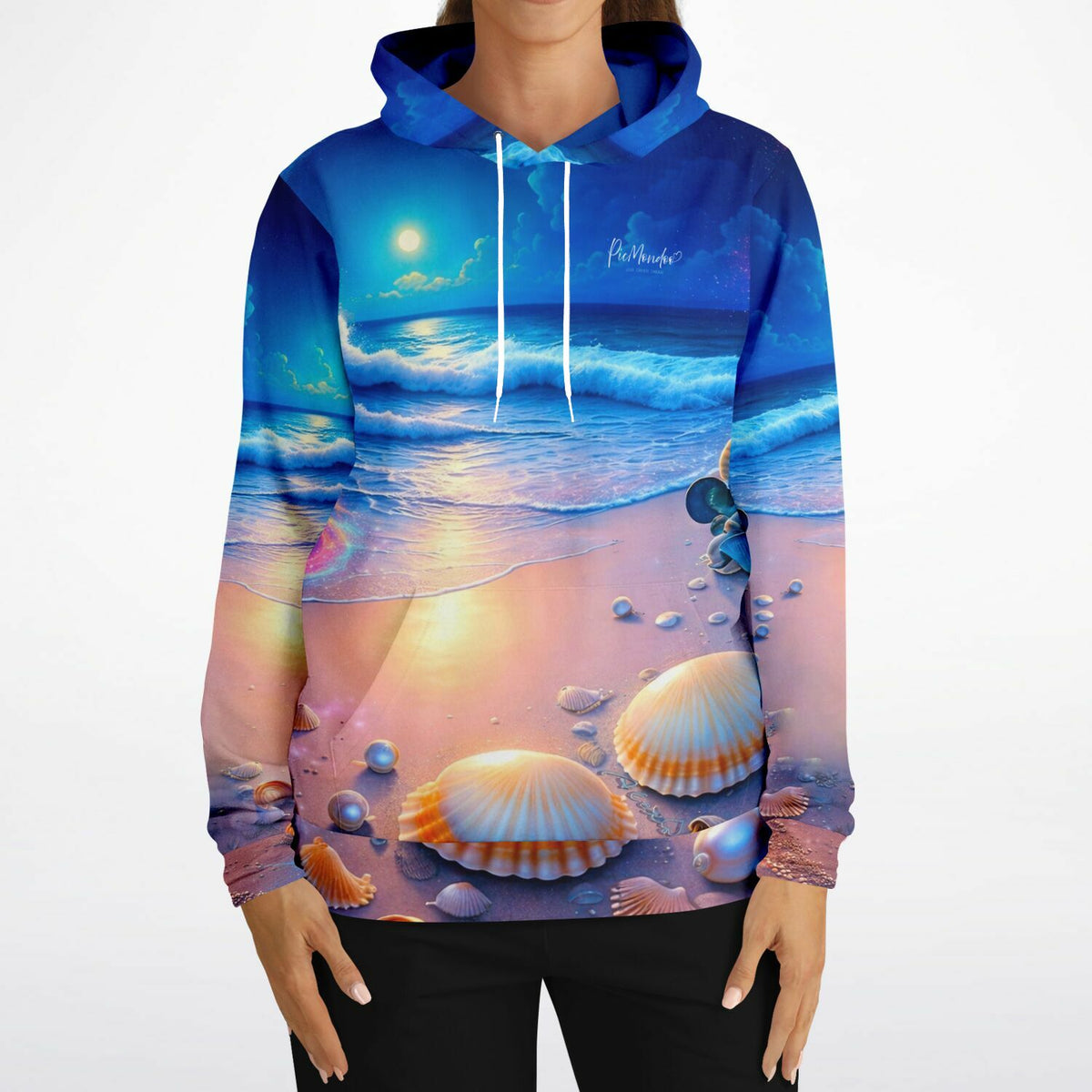 Dreamer Hoodie mit Strand im Nachtglanz Motiv, perfekt für Fans von Diamond Painting und Malen nach Zahlen