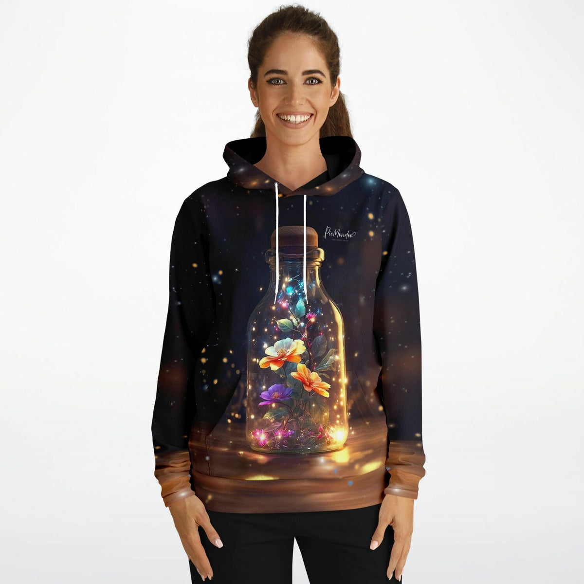 Dreamer Hoodie Leuchtender Blütenzauber mit magischem Blumen-im-Glas Motiv, inspiriert von Diamond Painting Kunst