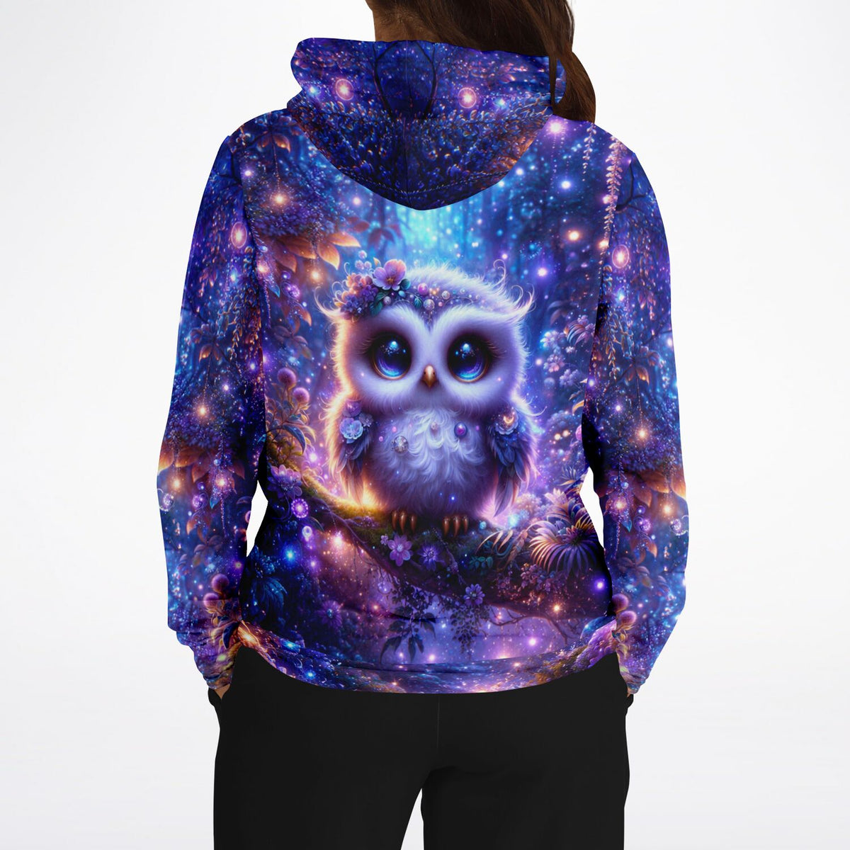 Dreamer Hoodie mit Eule im magischen Wald, inspiriert durch Diamond Painting und Malen nach Zahlen Design